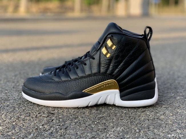 Husky Air AO6068-007 12 Metallic Gold-White 'Reptile' Retro Black Jordan 0725